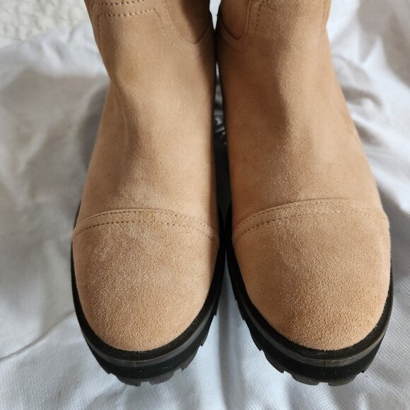 New Stuart Weitzman Alpine Shearling Trim Leather Knee High Leather Boots - Picture 9 of 13